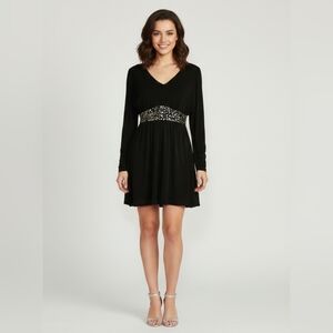 AB Studio Long Sleeve Embellished Waist Dress Sz 6